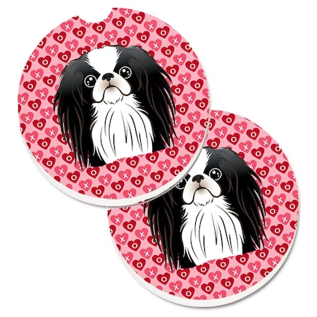 Carolines Treasures Japanese Chin Hearts Cup Holder Car Coasters - Set of 2 BB5300CARC